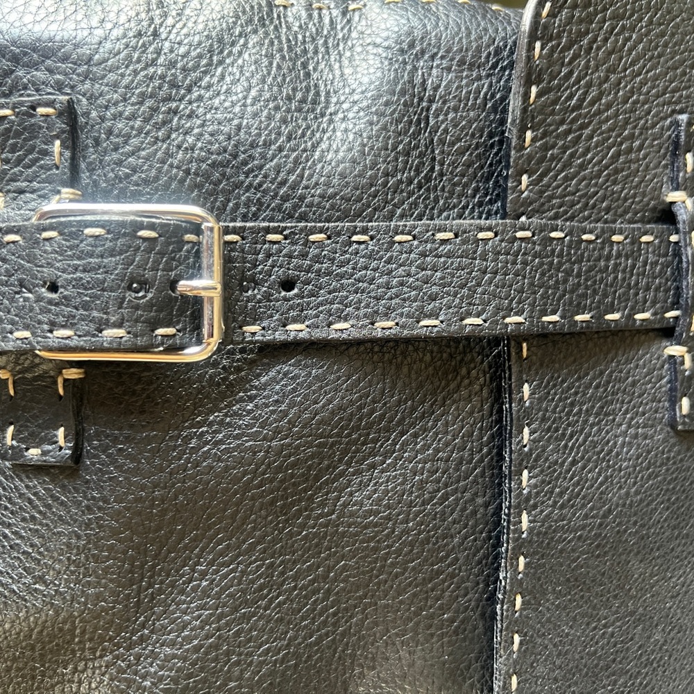FENDI Black Leather Briefcase with Stitch Detail - Picture 4 of 13